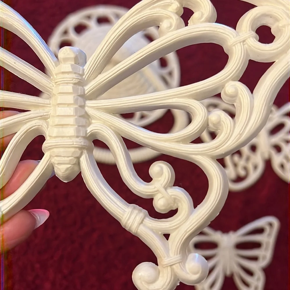 Vintage Homco Home Interiors White Bathroom butterfly decor set